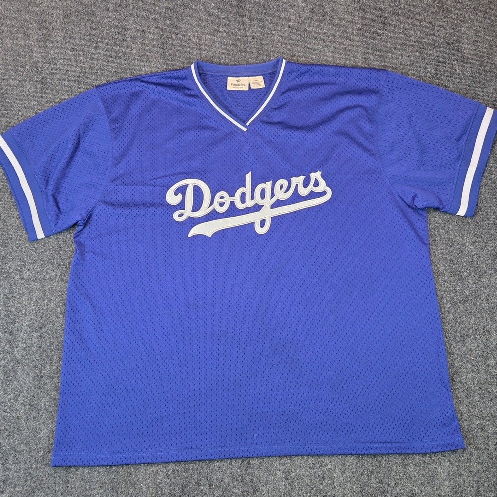 Fanatics Los Angeles Dodgers Mesh Jersey Shirt Mens 3XL Blue V Neck Short Sleeve